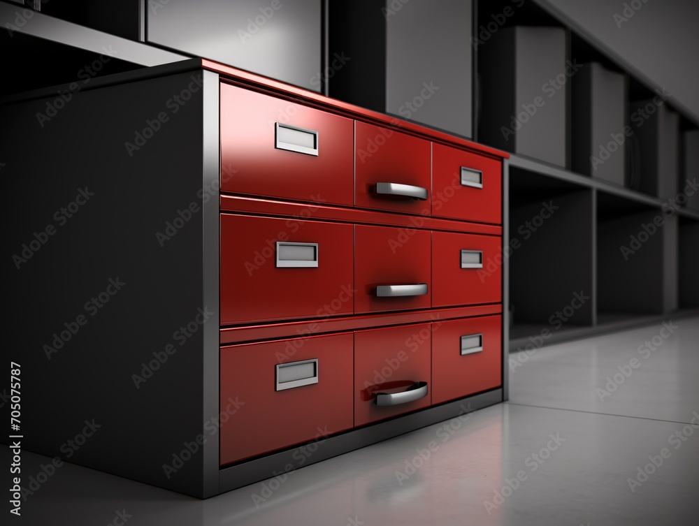 Red Office Drawer Generative AI Red Office Drawer Generative AI