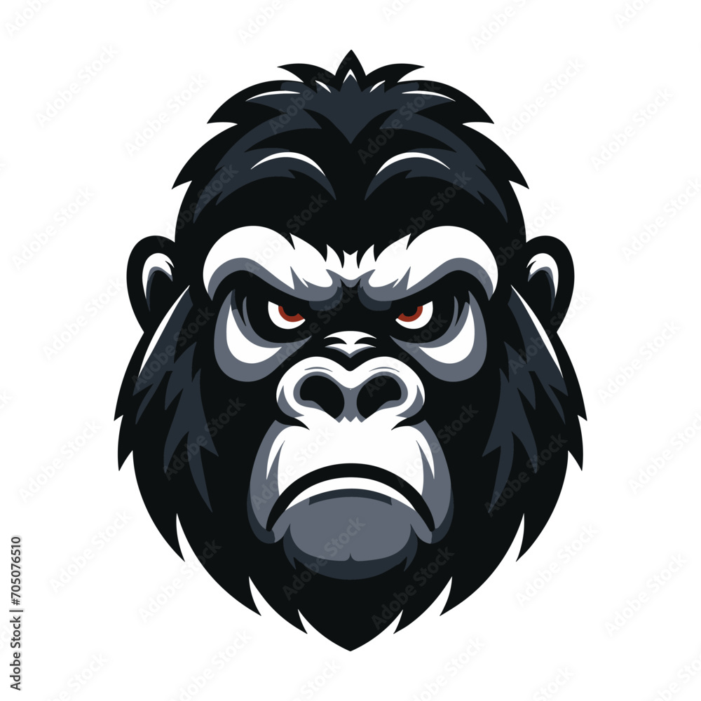 Fototapeta premium gorilla ape monkey head mascot design logo vector illustration isolated on white background