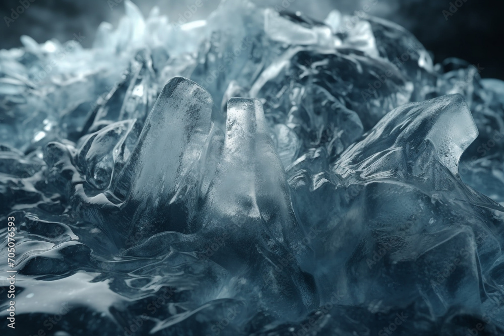 Obraz premium Graphic resources, nature concept. Close-up macro view of transparent sharp or spikes ice or glass background with copy space