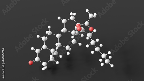 hydroxyprogesterone caproate molecular structure, progestogen, ball and stick 3d model, structural chemical formula with colored atoms photo