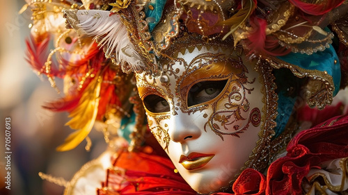 Woman in carnival costume and mask