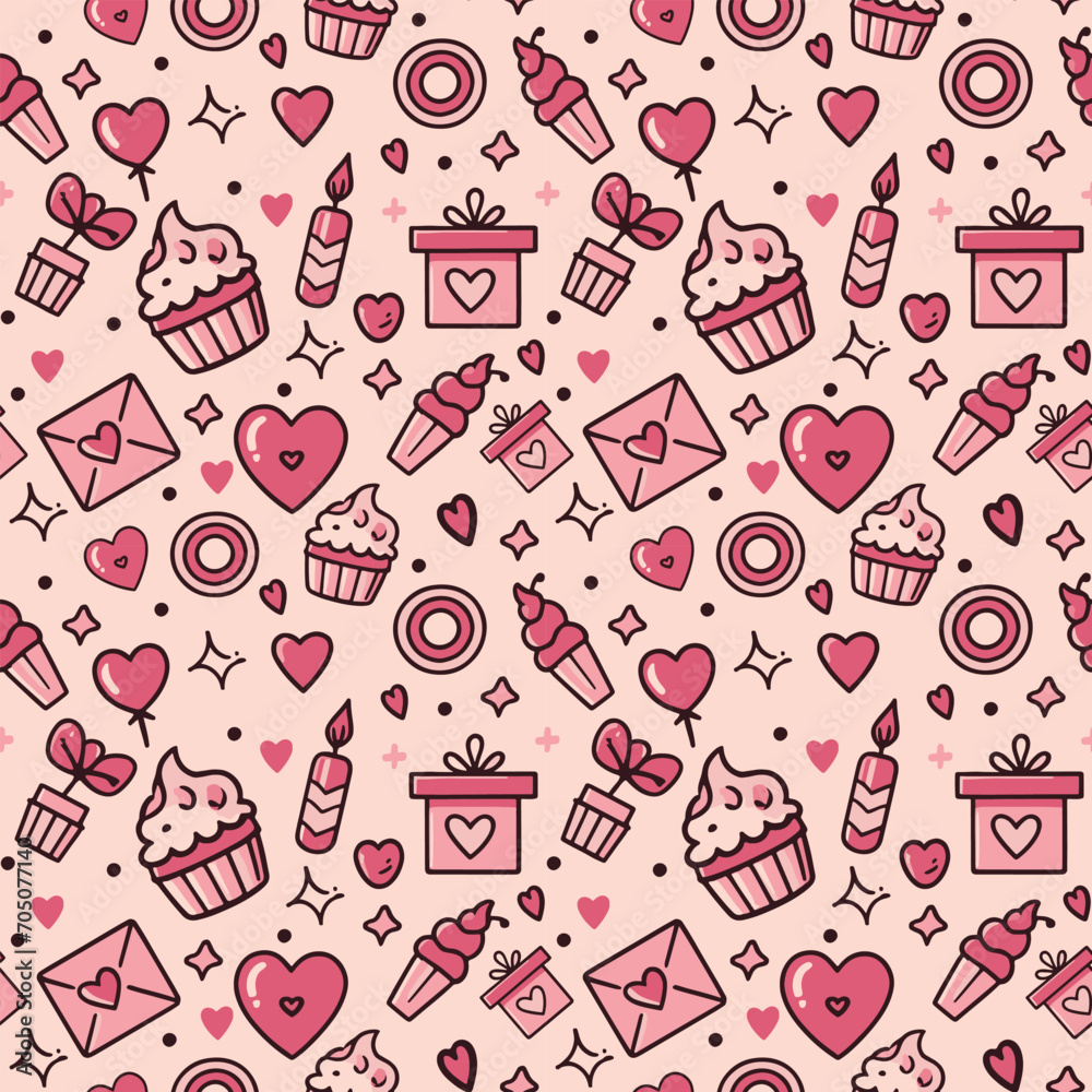 Simple hearts seamless vector pattern. Valentines' day background.