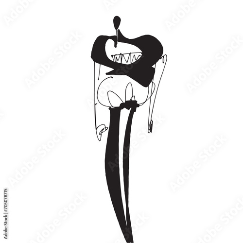 Hand Drawn Fashion Designer Illustration.Fashion Model Illustration, Stylish Sketch.Hand drawn outfit look.Fashion Designer Style. Placement Print. Woman fashion look. Minimal Print. Poster Print