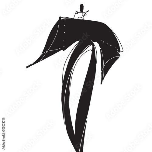 Hand Drawn Fashion Designer Illustration.Fashion Model Illustration, Stylish Sketch.Hand drawn outfit look.Fashion Designer Style. Placement Print. Woman fashion look. Minimal Print. Poster Print