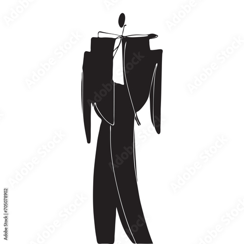 Hand Drawn Fashion Designer Illustration.Fashion Model Illustration, Stylish Sketch.Hand drawn outfit look.Fashion Designer Style. Placement Print. Woman fashion look. Minimal Print. Poster Print