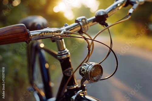 Close up view of the handlebars of a bicycle. Versatile image suitable for various purposes
