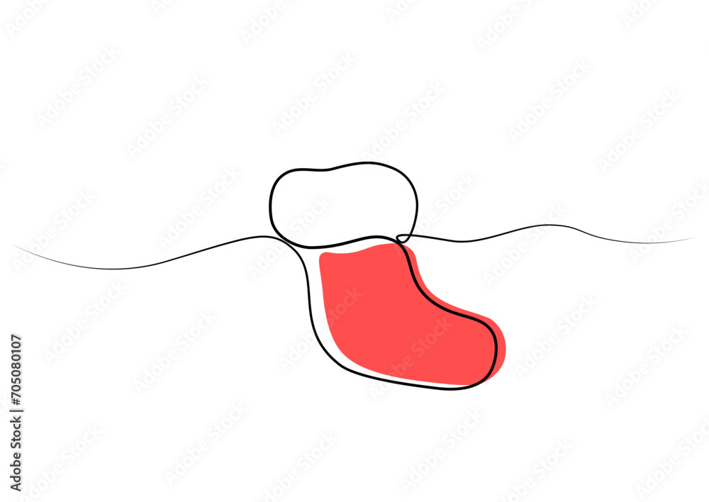 Obraz premium continuous one line drawing of a Christmas stocking
