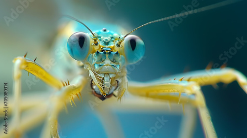 Macro Photography of a Dragonfly with Detailed Compound Eyes © HappyKris