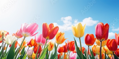 Colorful tulips flower unde...