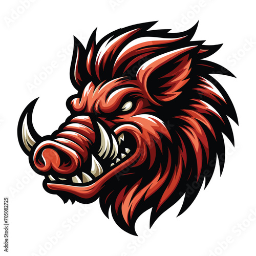 wild beast animal hog boar pig head face mascot design vector illustration, logo template isolated on white background