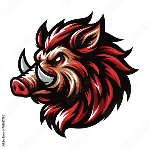 Wallpaper Mural wild beast animal hog boar pig head face mascot design vector illustration, logo template isolated on white background Torontodigital.ca