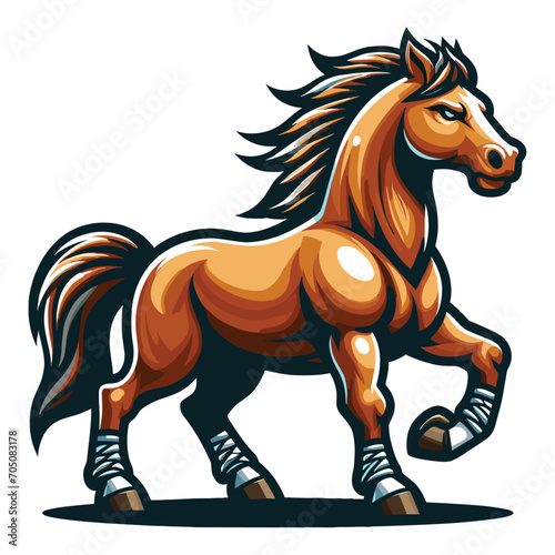 Strong athletic animal horse mascot design vector illustration  logo template isolated on white background