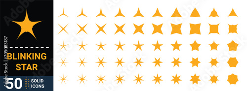 Blinking star yellow solid icon collection - Vector