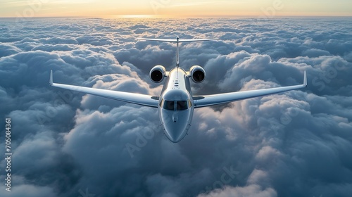 Private jet in the sky made with Ai generative technology