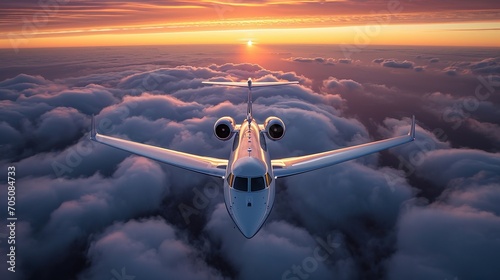 Private jet in the sky made with Ai generative technology photo