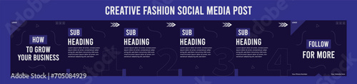 Purple Blue gradient and white creative fashion professional business corporate  vector square social media carousel