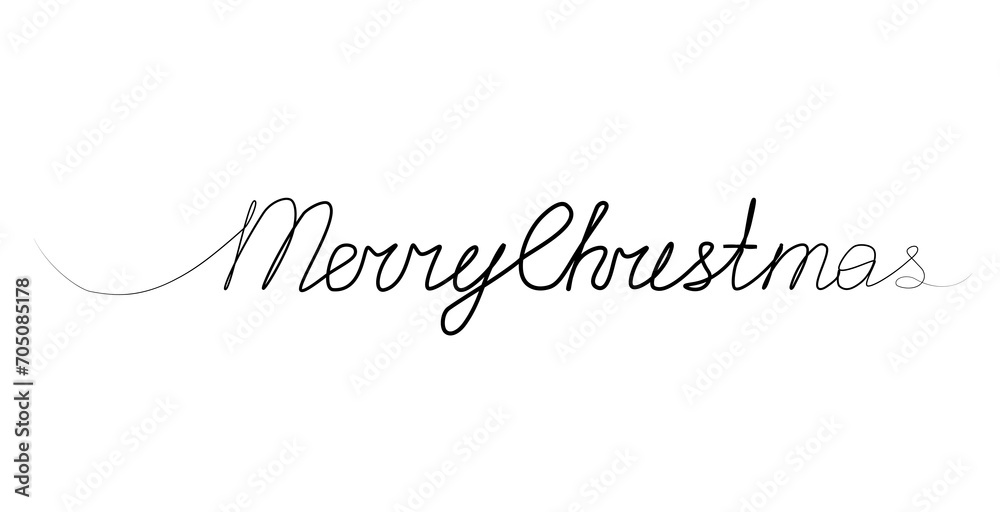 continuous simple line style merry christmas drawing. vector illustration