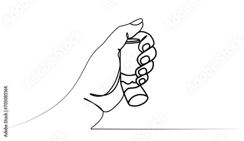 continuous one line drawing of asthma spray in hand