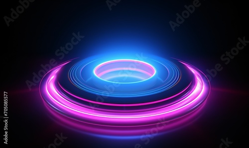 A bright blue circle with a purple halo Generative AI