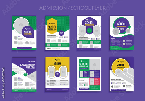 School admission flyer design bundle, back to school poster, flier, online school template design, a4 Kids education admission editable template design