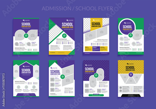 School admission flyer design bundle, back to school poster, flier, online school template design, a4 Kids education admission editable template design