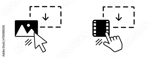 Dragging symbol concept. Flat and isolated vector eps illustration icon drag photo or video vector eps10.