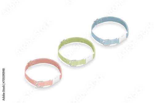 Blank colored dog collar with plastic buckle mockup, top view