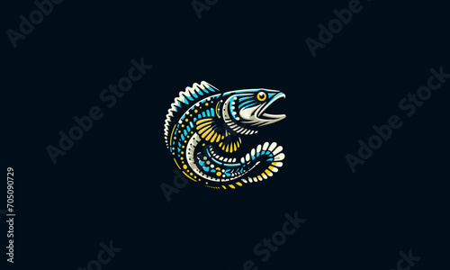 snake head fish vector illustration logo design