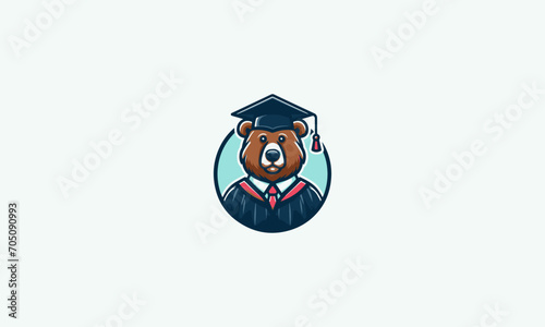 bear wearing hat graduate vector illustration mascot design