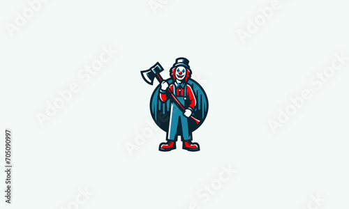 clown hold ax vector illustration mascot design