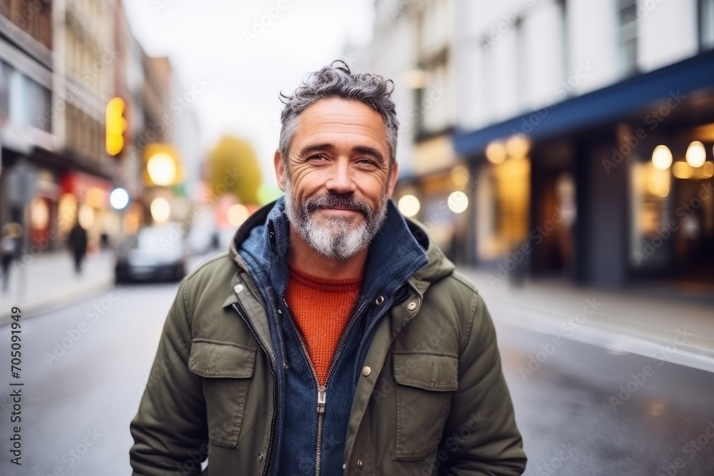 Portrait of a handsome middle-aged man in a city street Portrait of a handsome middle-aged man in a city street