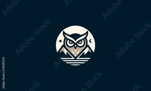 head owl on mountain vector logo design