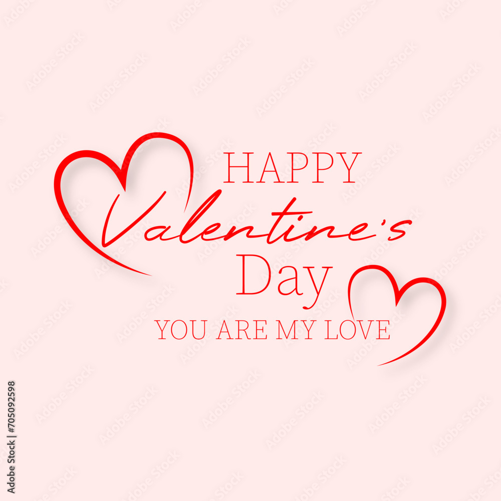 Free vector simple happy valentines Day greeting with love hearts

