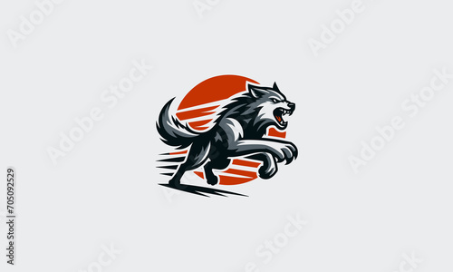wolf running angry vector illustration logo design