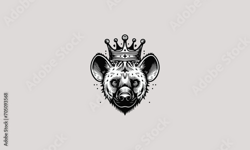 head hyena wearing crown vector mascot design photo