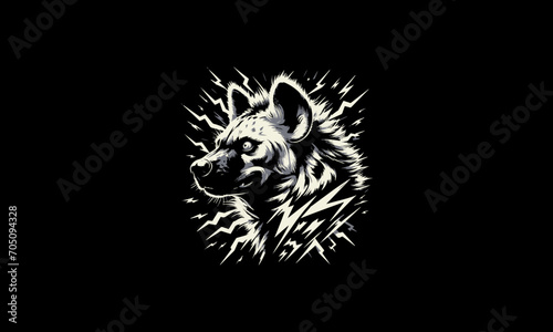 head hyena with lightning vector design