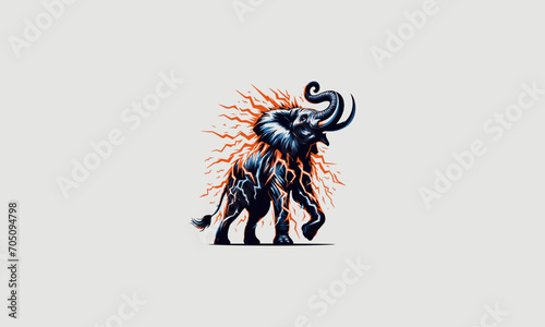 elephant angry with lightning vector mascot design