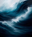 Dynamic Sea Storm: A Mesmerizing Abstract Painting with Vivid Blues, Lightning Fractals, and Intense Energy – Perfect for Capturing Emotion in Design, Wallpaper, and Illustration!