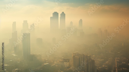 A city engulfed in harmful smog and pollution