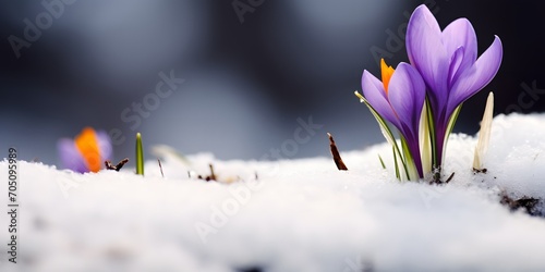 spring awakening crocus in the snow © Ziyan Yang