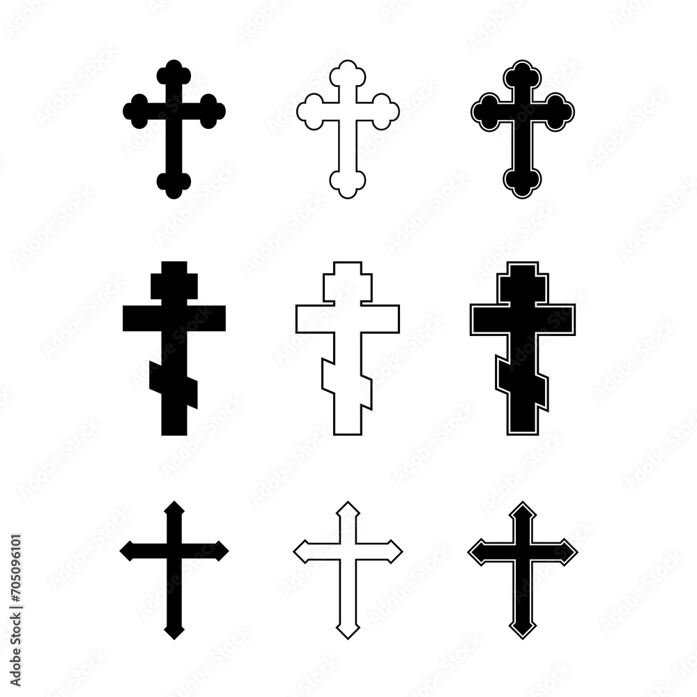 This is a collection of several orthodox crosses made with various types of black made on a white background with a large size so that they will not break.