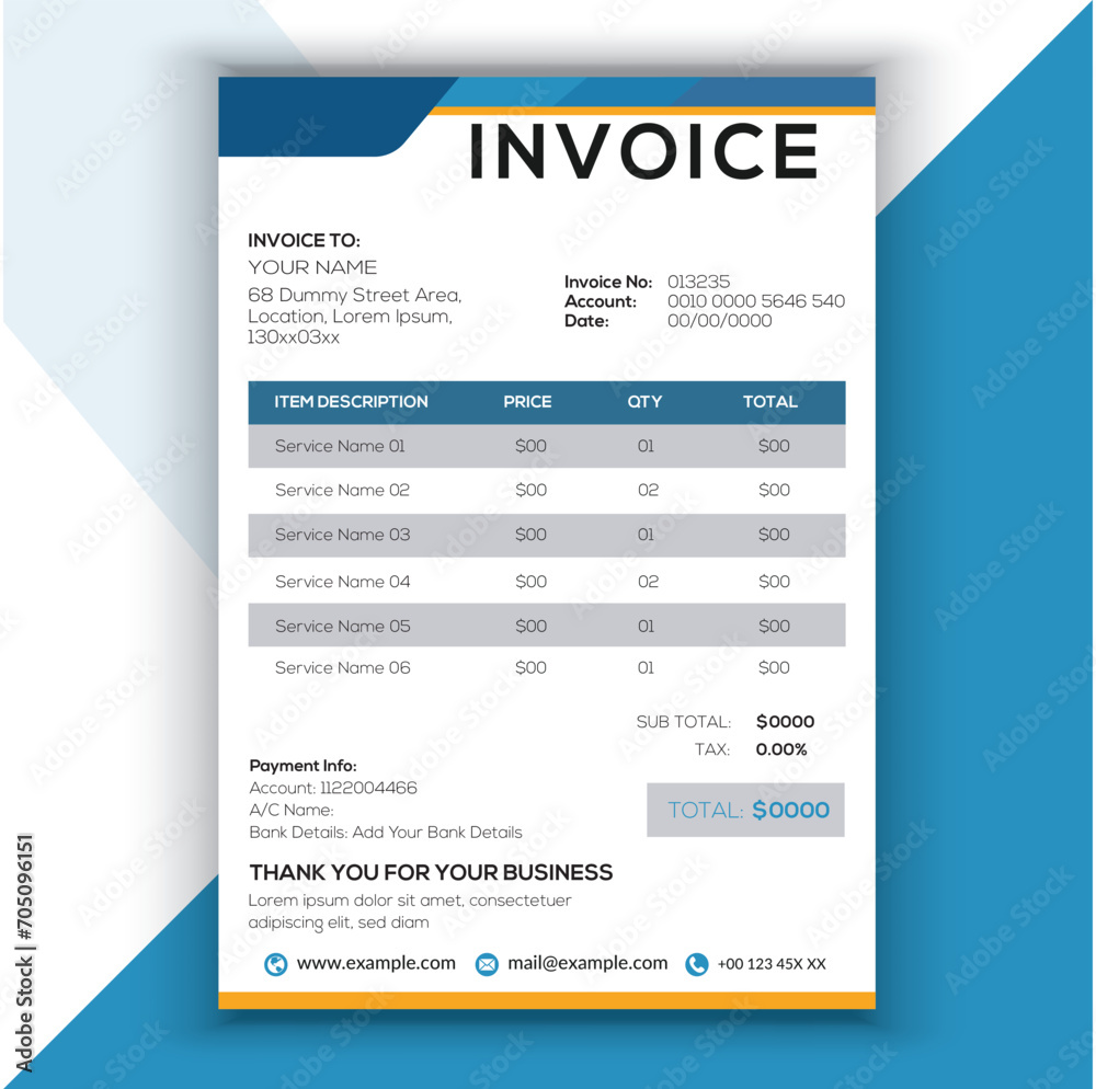 Fototapeta premium invoice template design for your company business