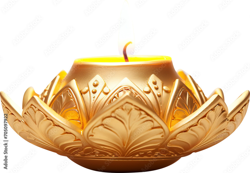 Fototapeta premium Diwali diya isolated on transparent background. PNG