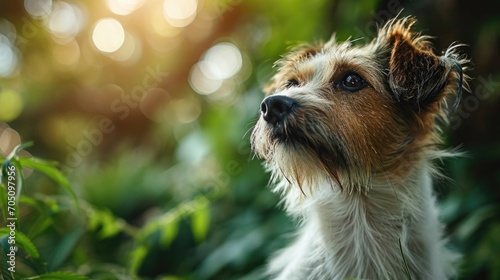 Dog sniffing marijuana leaf. CBD oil is used in veterinary medicine as a sedative and pain reliever. Marijuana pets concept