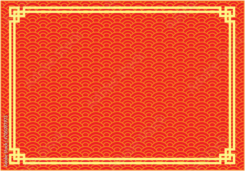 Vector illustration for design collection of Chinese style frames on red background