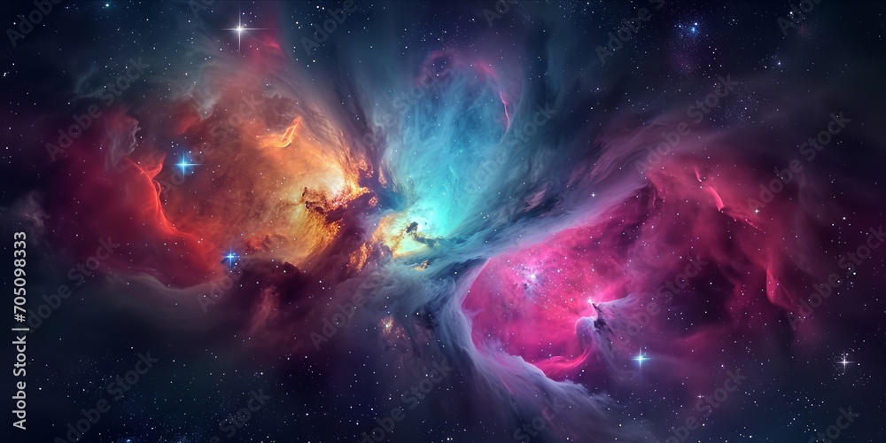 Colorful nebula in space