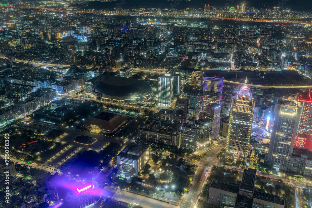 Night view of Taipei city.