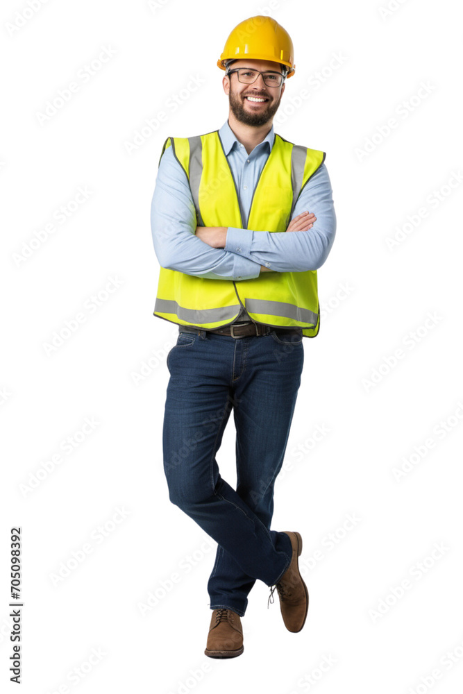 photo of a engineer with yellow safety helmet isolated on transparent background photo of a engineer with yellow safety helmet isolated on transparent background