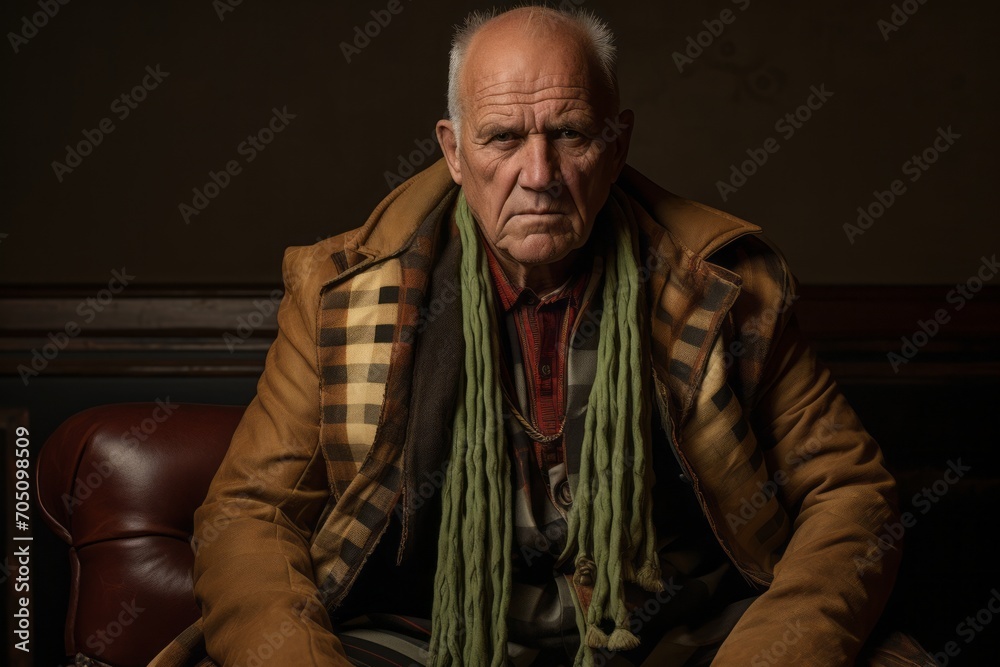 Portrait of an old man sitting in an armchair. Vintage style. Portrait of an old man sitting in an armchair. Vintage style.