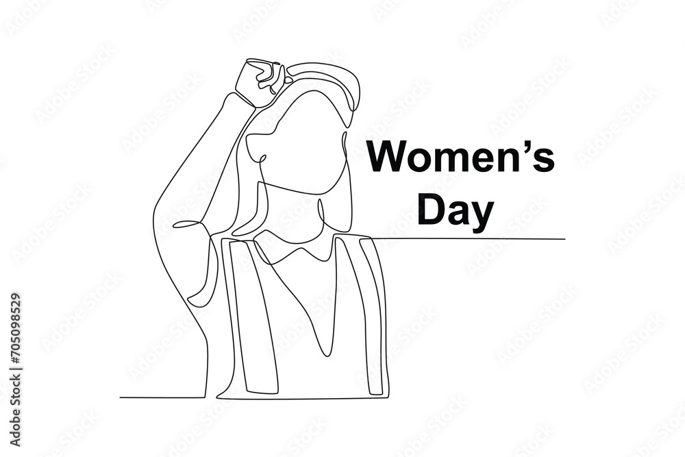 A woman encouraged. Womens day one-line drawing A woman encouraged. Womens day one-line drawing